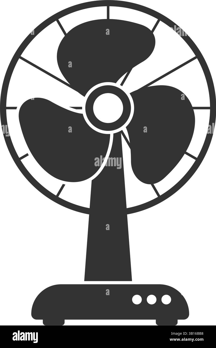 Icona della ventola elettrica in stile piatto. Illustrazione del vettore Propeller su sfondo isolato. Cooler Sign Business Concept. Illustrazione Vettoriale