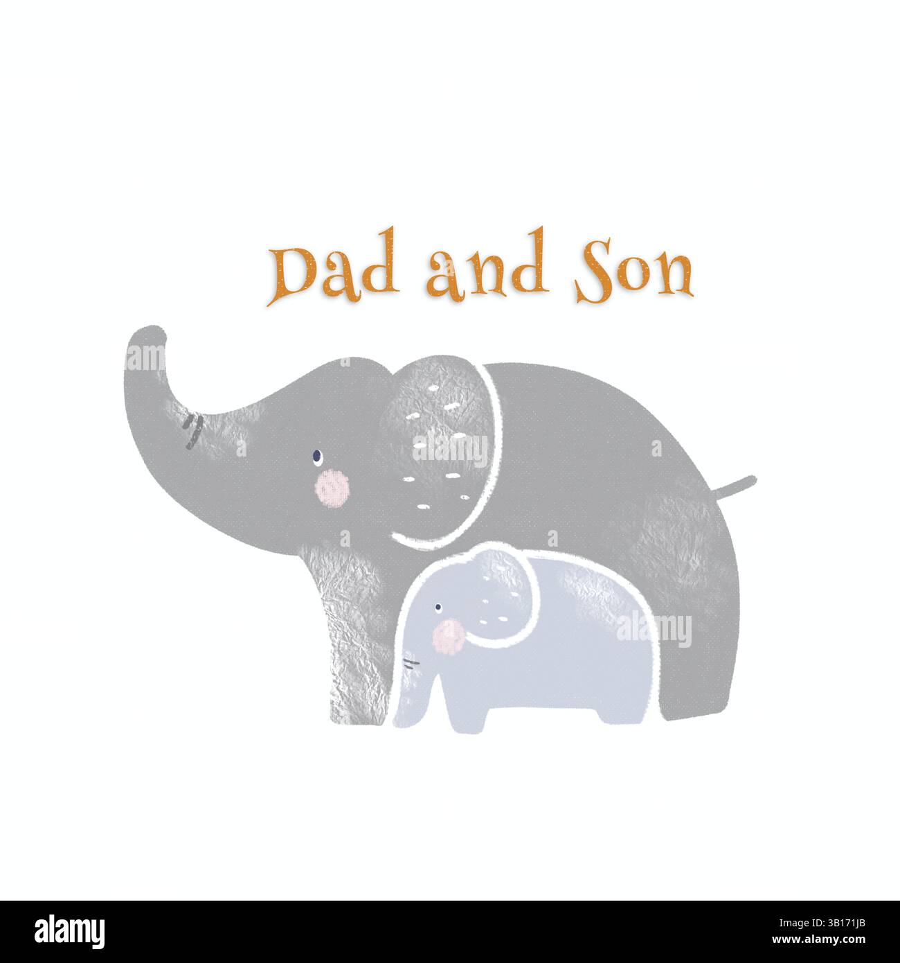 Illustrazione dei personaggi dei cartoni animati di papà e figlio elefante Foto Stock