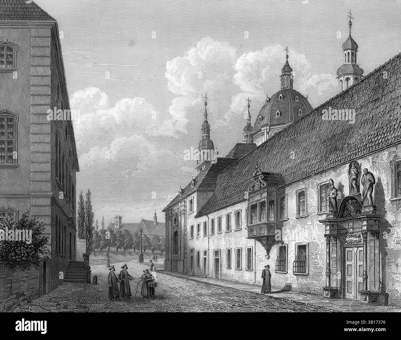 Seminario e biblioteca vicino alla cattedrale di Fulda, 1850, Assia, Germania, riproduzione di un periodo originale, storico, digitalmente migliorato Foto Stock