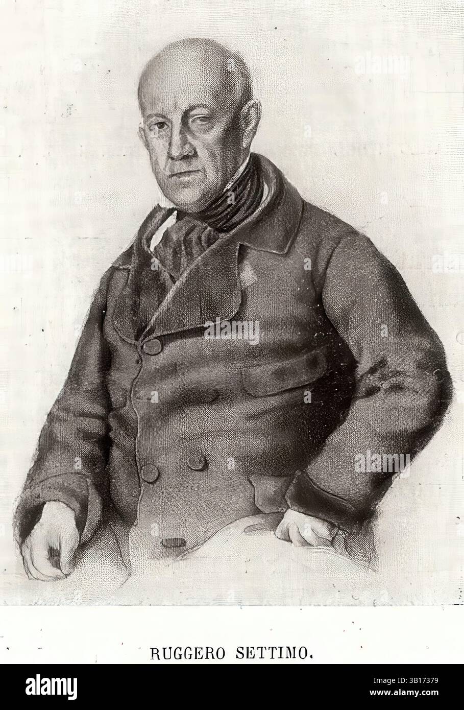 Ruggero Settimo (Palermo, 19 maggio 1778 – Malta, 12 maggio 1863) è stato un principe siciliano, principe d'Italia e ministro, nonché patriota e politico italiano, riproduzione di un originale di quel tempo, storico, potenziato digitalmente Foto Stock