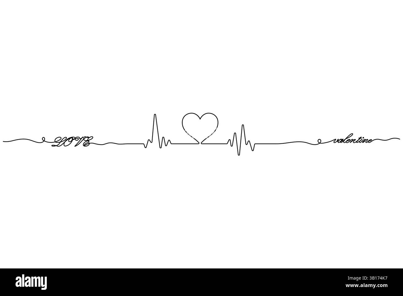 Illustrazione vettoriale del contorno del disegno a linea singola continua a forma d'amore. Illustrazione Vettoriale