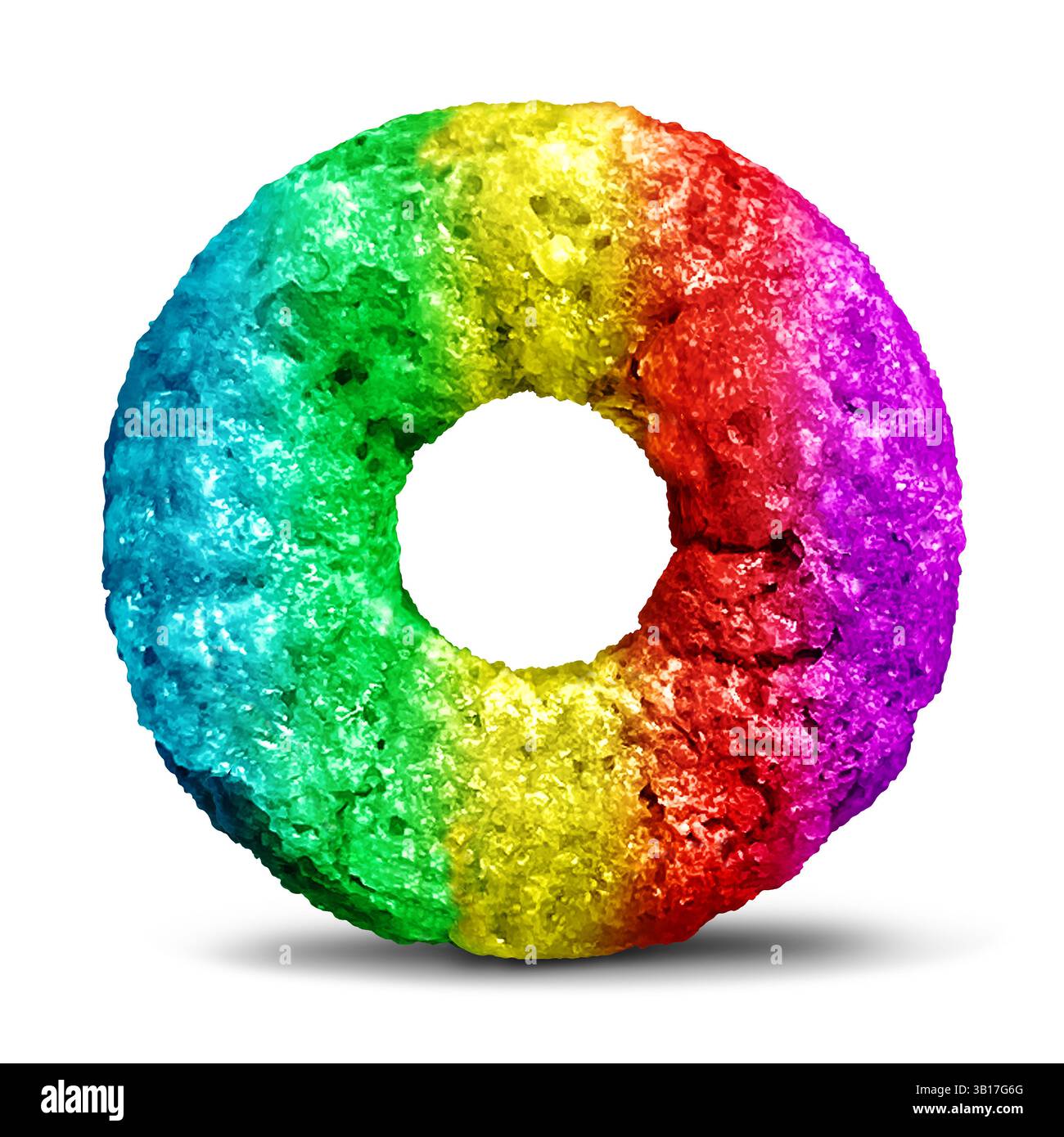 Concetto di colorazione alimentare come coloranti artificiali nell'industria alimentare trasformata come colore sintetico negli ingredienti come regolamenti nutrizionali per la conce della salute pubblica Foto Stock