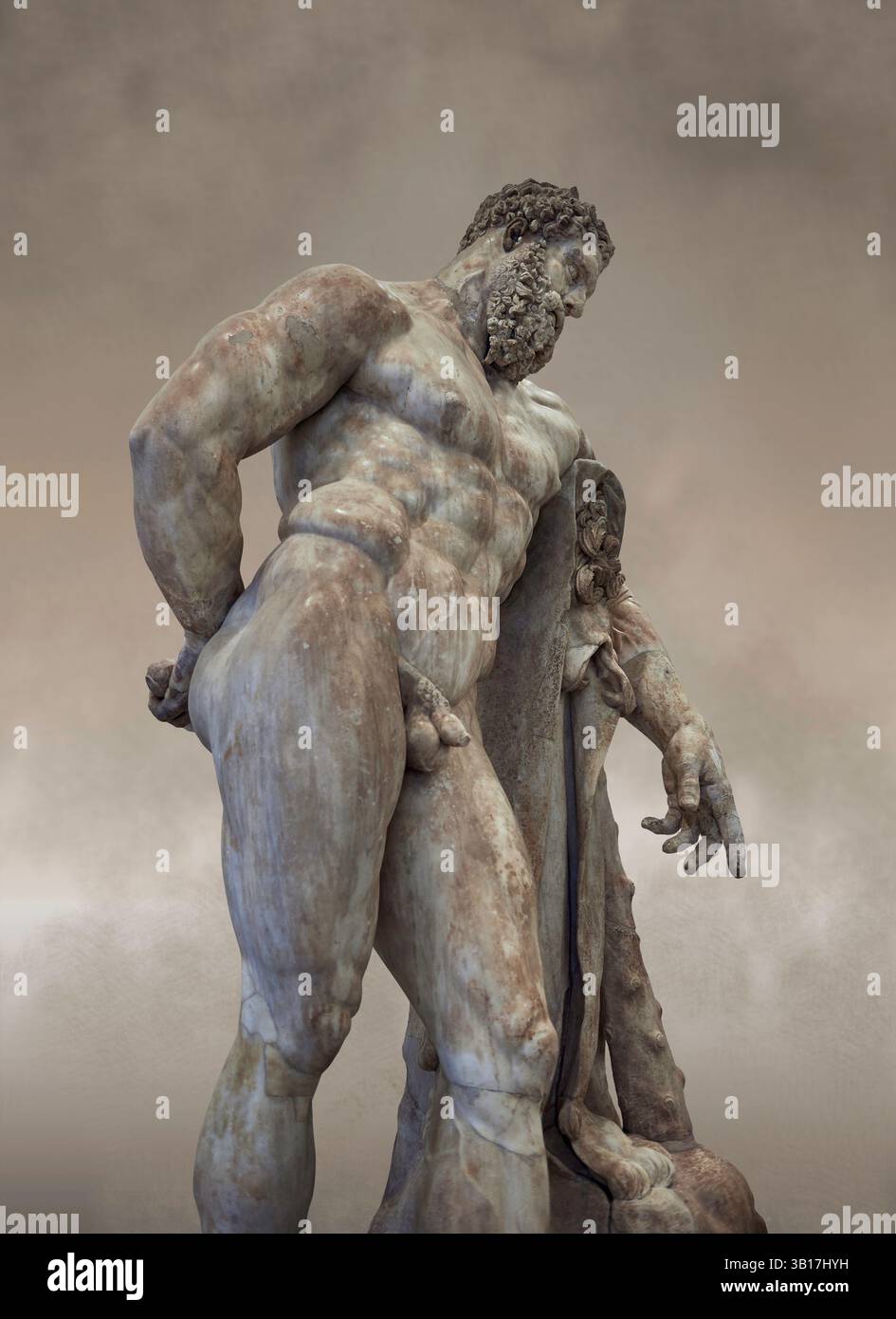 Statua romana di Ercole in piedi dalle Terme di Caracalla, Roma. Copia romana della fine del II secolo d.C. copiata da un tratto del IV secolo a.C. bronzo stat Foto Stock