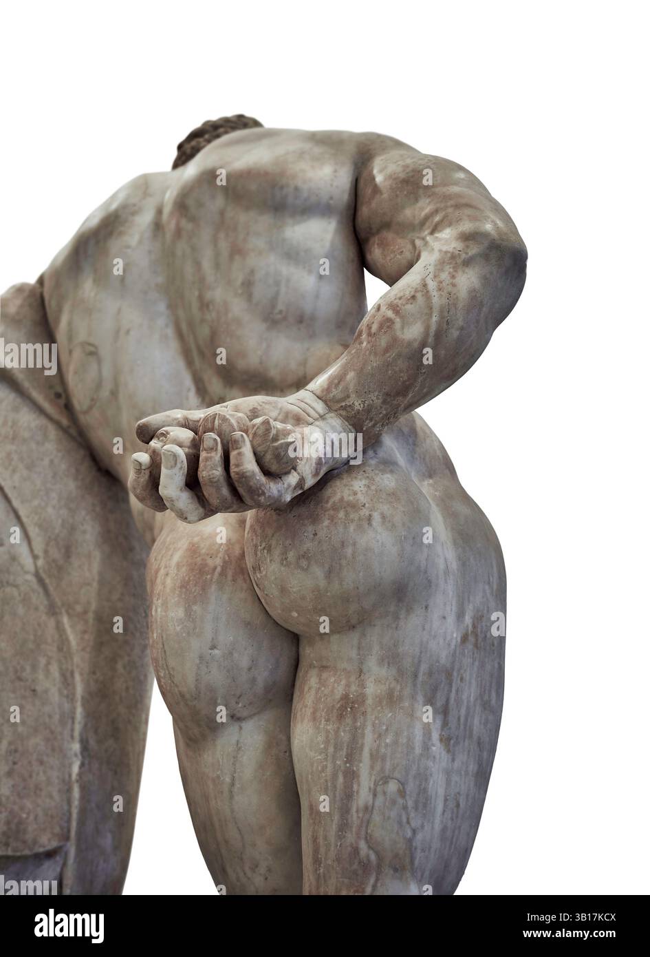 Statua romana di Ercole, le sue mani che reggono le mele d'oro di Esperidi, dalle Terme di Caracalla, Roma. Copia romana della fine del II secolo d.C. copiata Foto Stock