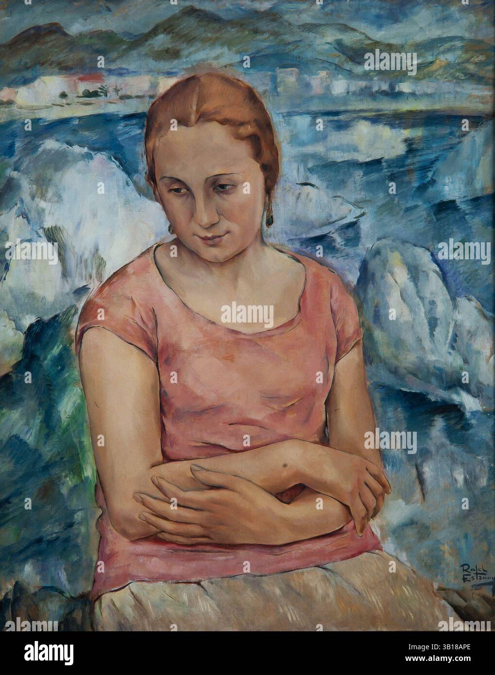 Rafael Estrany i Ros / "Mujer catalana", Óleo sobre lienzo, 80 x 71 cm. Colección privada. Foto Stock