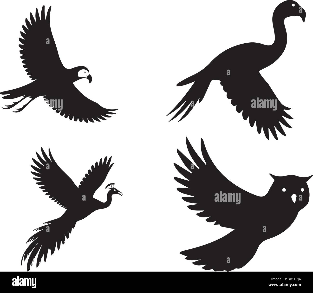 Collezione di sagome per uccelli Illustrazione Vettoriale