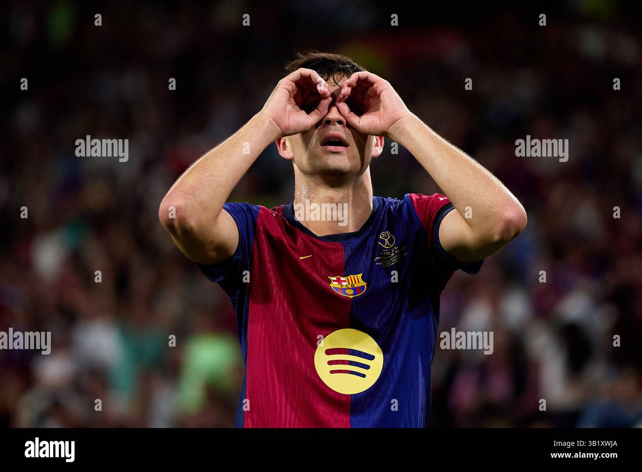 SIVIGLIA, SPAGNA - APRILE 26: Pedro Gonzalez 'Pedri' del Barcellona festeggia dopo aver segnato il primo gol della sua squadra durante la finale di Copa del Rey tra FC Barcelona e Real Madrid all'Estadio de la Cartuja il 26 aprile 2025 a Siviglia, Spagna. (Foto di QSP) credito: QSP/Alamy Live News Foto Stock