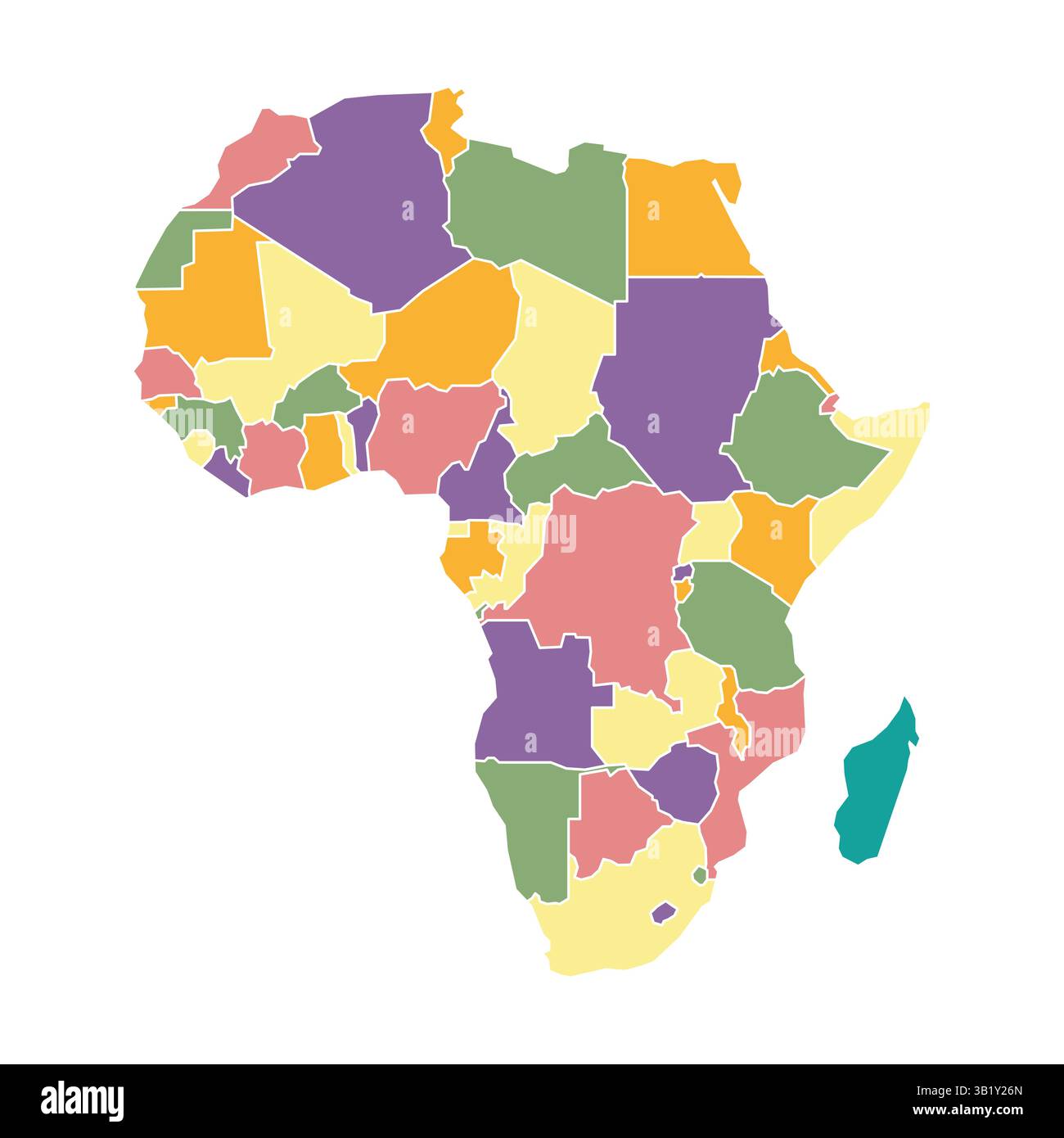 Silhouette e mappa colorata dell'Africa. Perfetto per progetti educativi, geografici e legati ai viaggi. Illustrazione Vettoriale