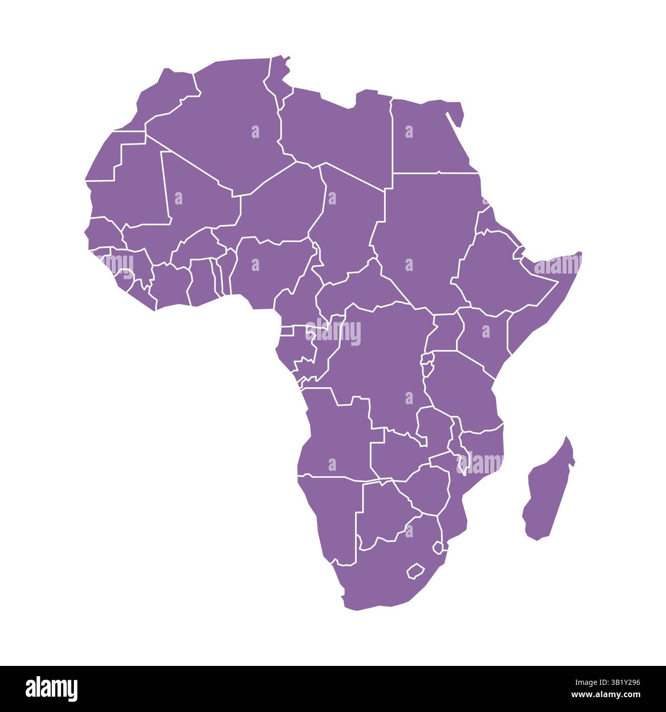 Immagine della mappa vettoriale di colore e colore viola Africa Ruanda, Seychelles, Tanzania, Botswana, Kenya, Uganda, Zambia, Namibia Lesotho Illustrazione Vettoriale