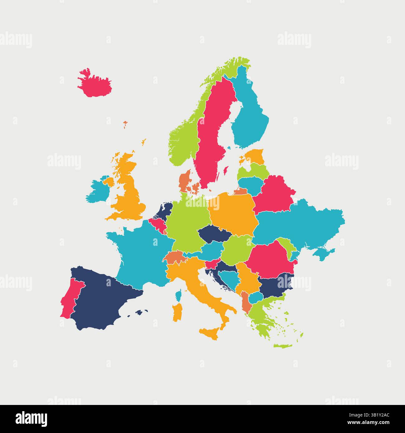 Mappa dell'Europa isolata su sfondo bianco. Dettagli elevati. Illustrazione vettoriale Illustrazione Vettoriale