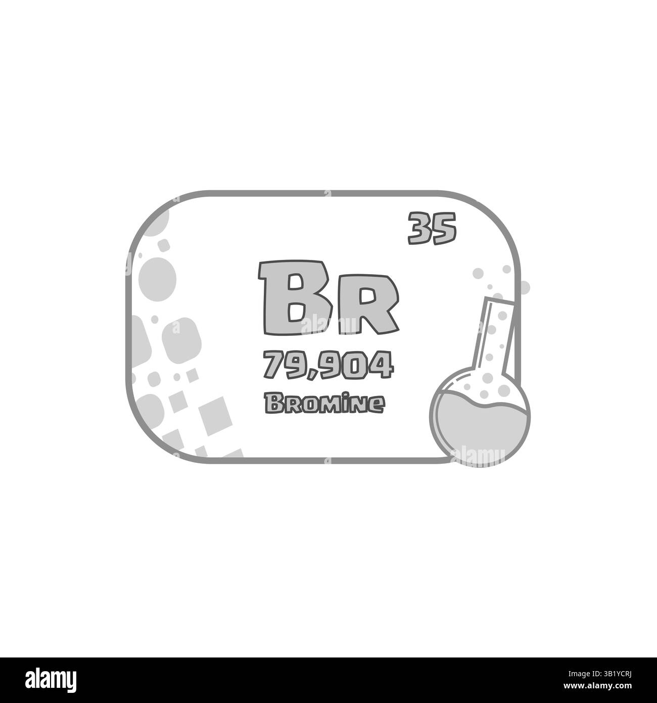 Elemento chimico BR. Numero atomico trentacinque. Vettore tavola periodica. 79,904 simbolo del bromo. Illustrazione Vettoriale