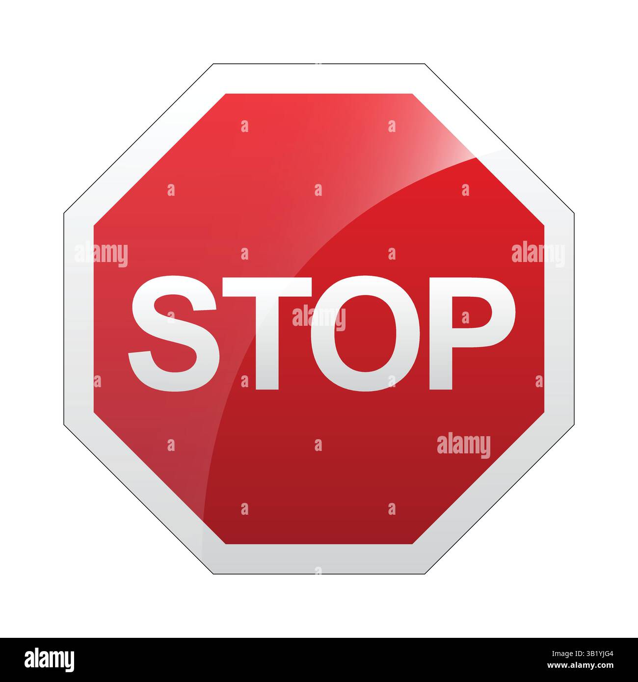 Segnale DI STOP - simbolo rosso di controllo del traffico ottagonale per la sicurezza stradale, l'arresto del veicolo, le regole di intersezione, la protezione pedoni e la gestione del traffico Illustrazione Vettoriale