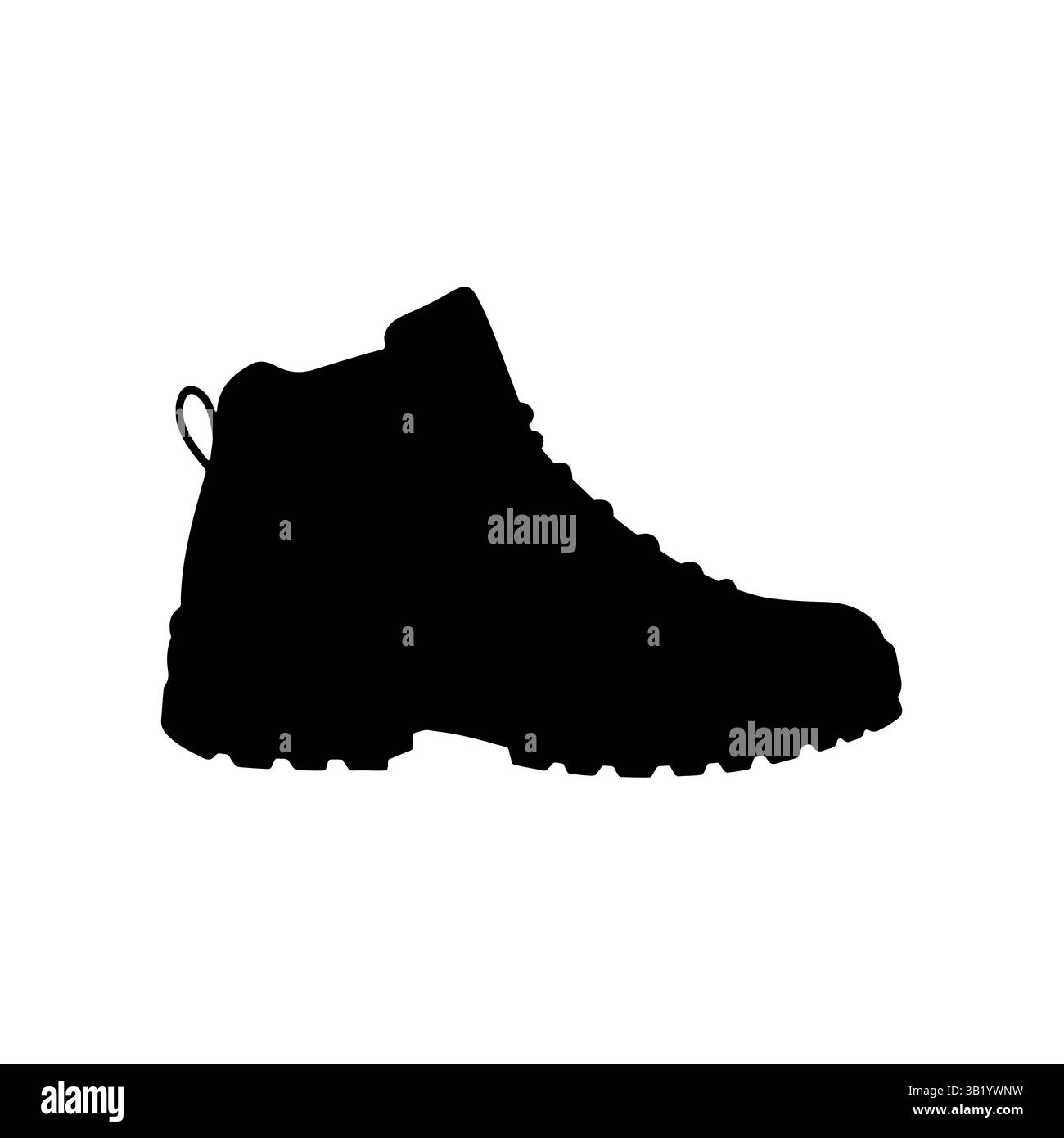 Silhouette di scarpa da trekking singola, design piatto vettoriale. Illustrazione Vettoriale