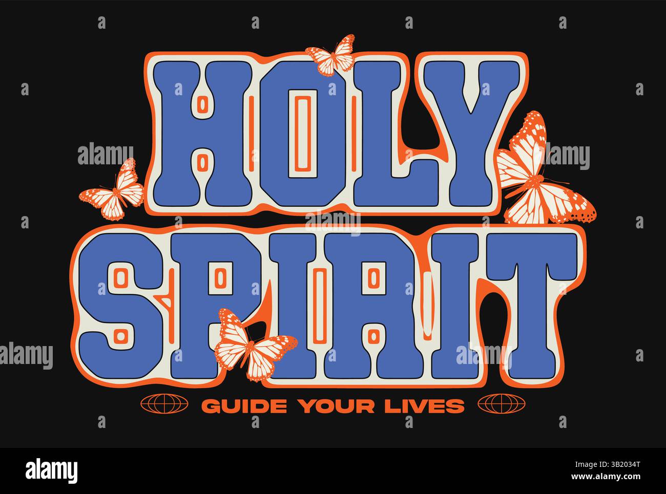 Spirito Santo Christian Typography Vector – Inspirational Faith-based Design che evidenzia il potere, la presenza e la guida del Santo Illustrazione Vettoriale