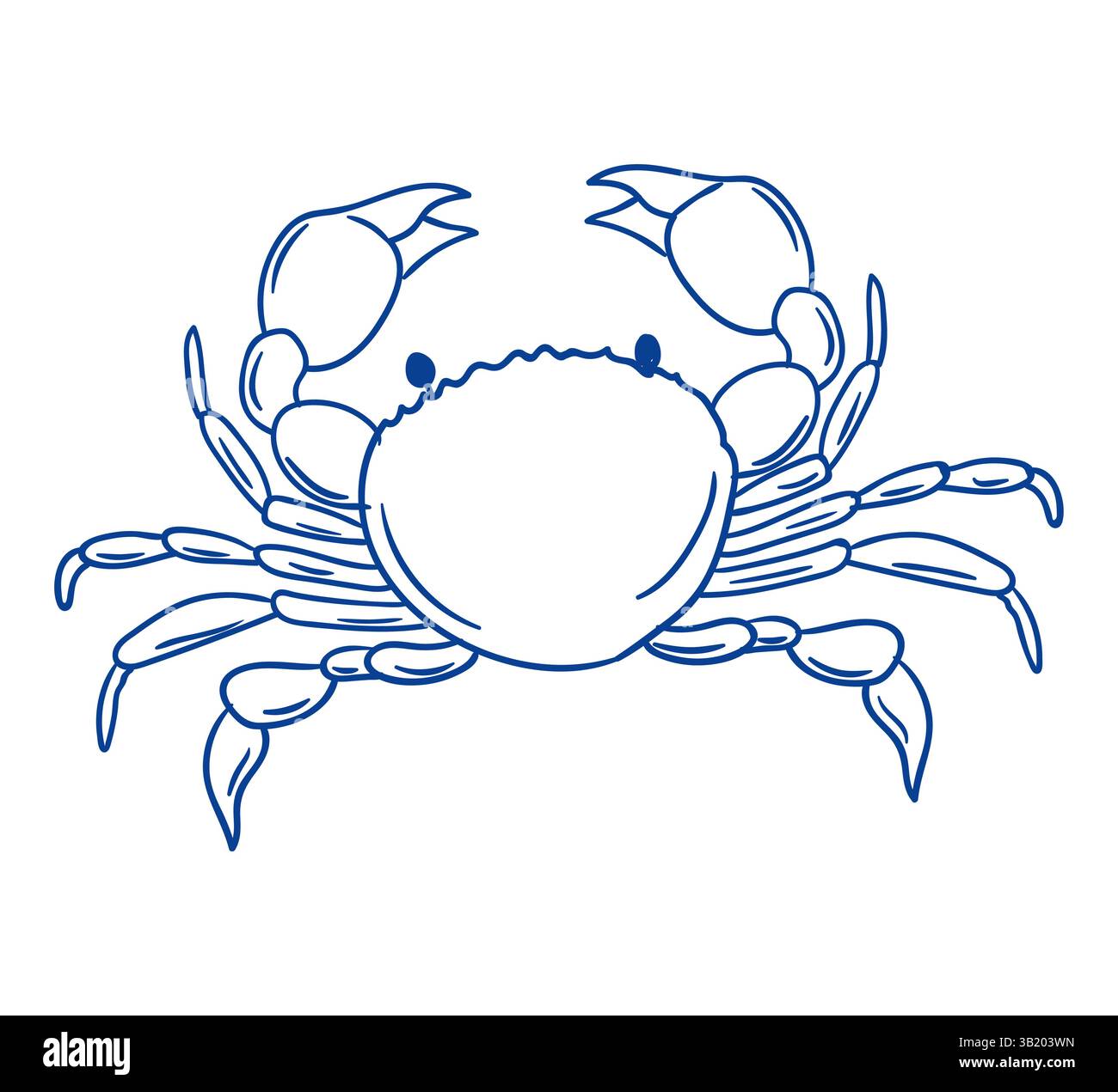 Illustrazione a granchio con caratteristiche dettagliate che mostrano la sua struttura e il suo design unici Illustrazione Vettoriale