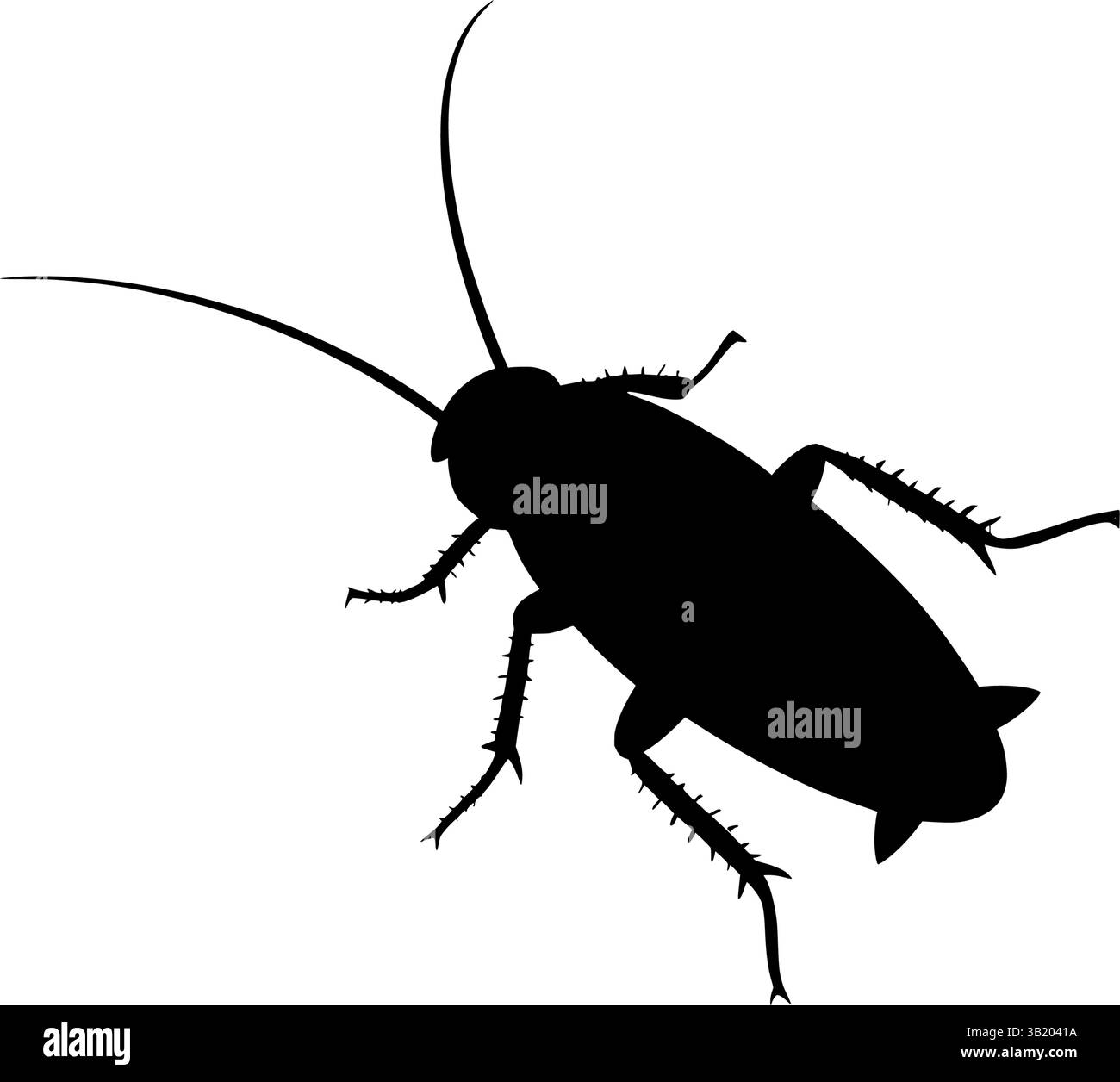 Illustrazione vettoriale della silhouette dello scarafaggio, icona infestazione di insetti di controllo degli insetti Illustrazione Vettoriale