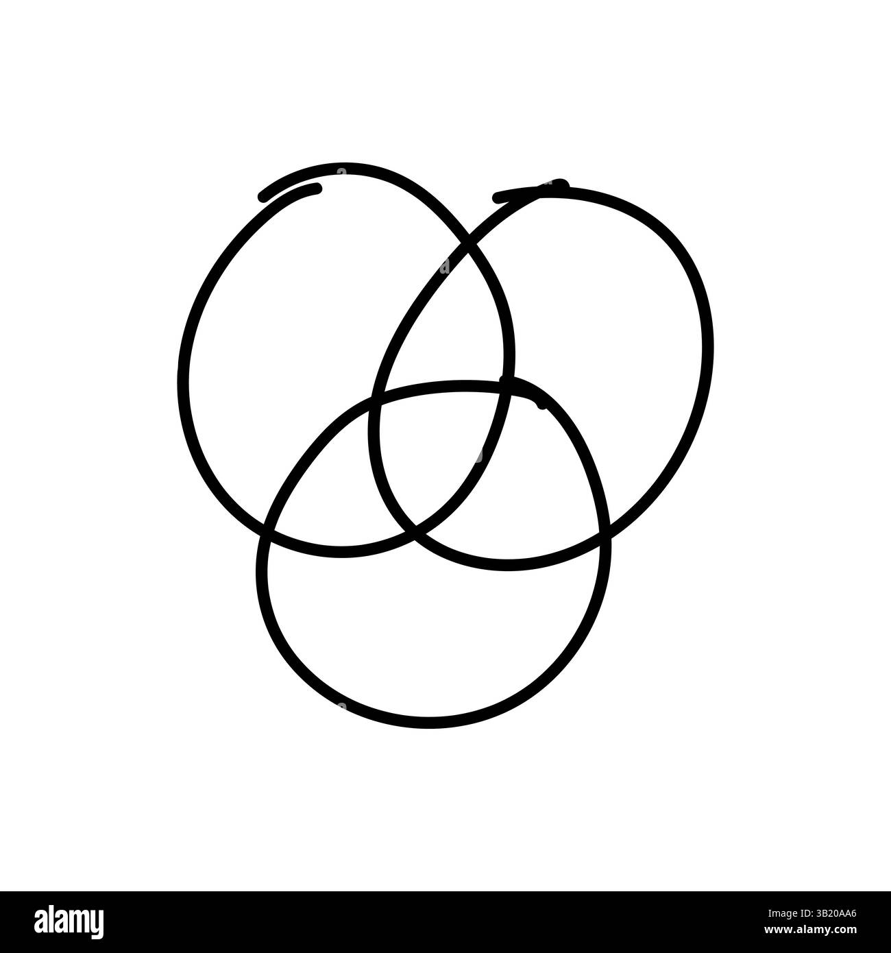 Doodle grafico Venn disegnato a mano, diagramma Venn minimalista Illustrazione Vettoriale