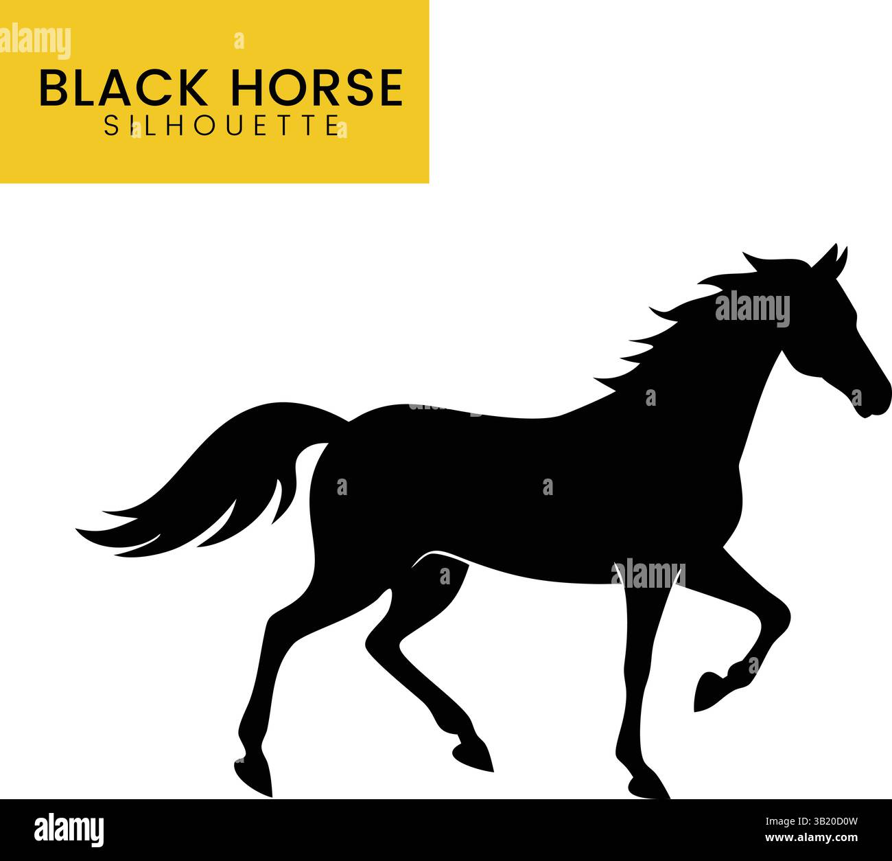 Cavallo nero Silhouette illustrazione vettoriale Illustrazione Vettoriale