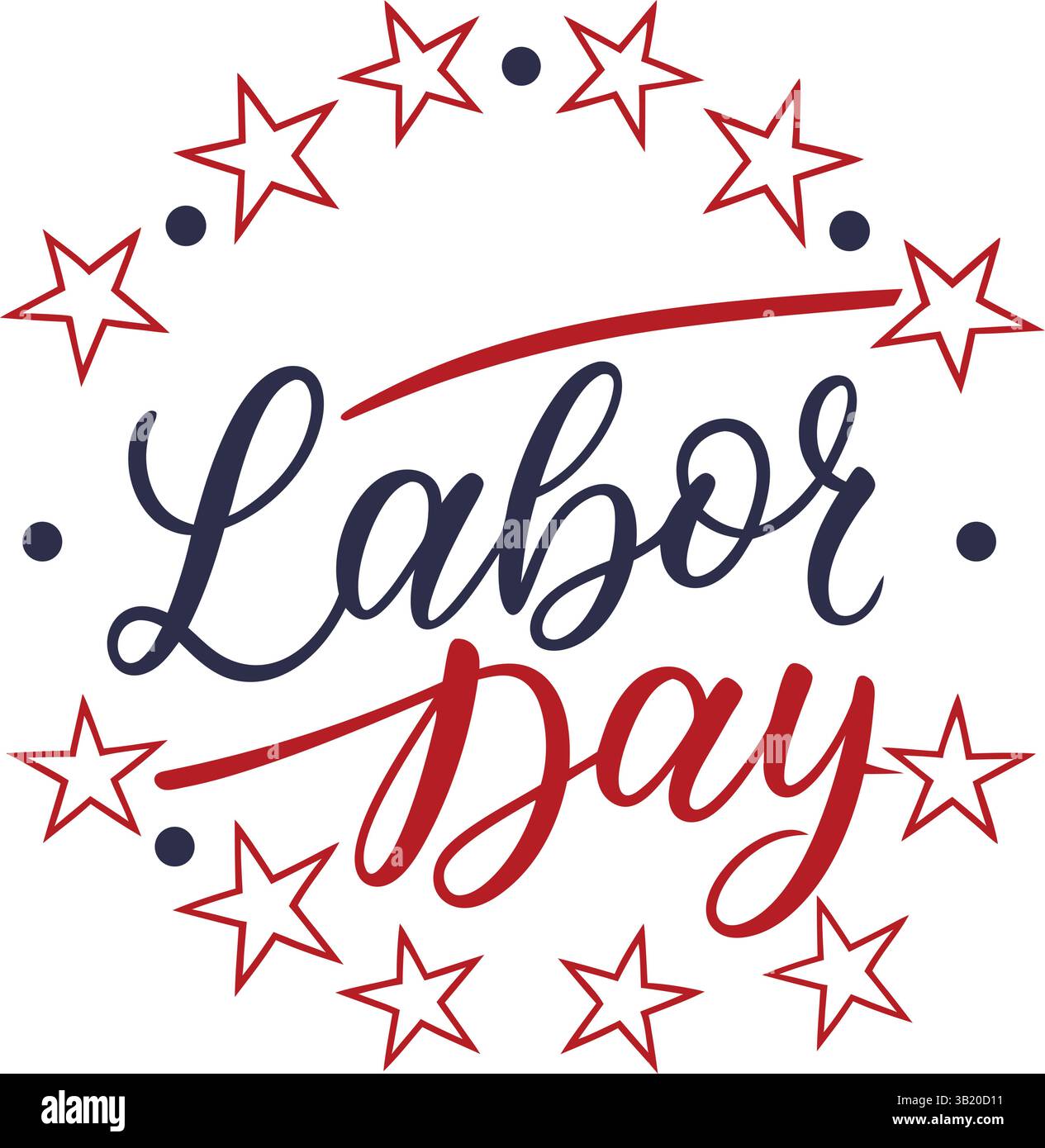Happy Labor Day grafica vettoriale: Bandiera americana, stelle e strisce per i saluti natalizi Illustrazione Vettoriale