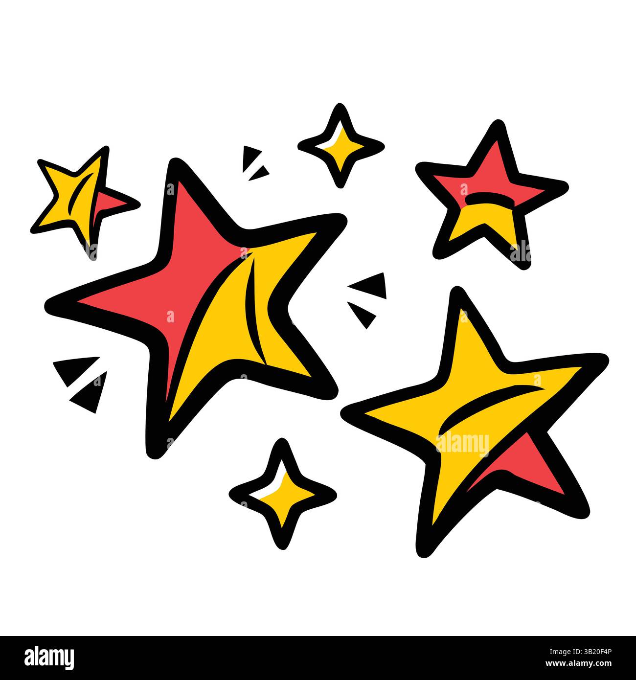 Le colorate stelle del cartone animato impostano l'illustrazione vettoriale Illustrazione Vettoriale