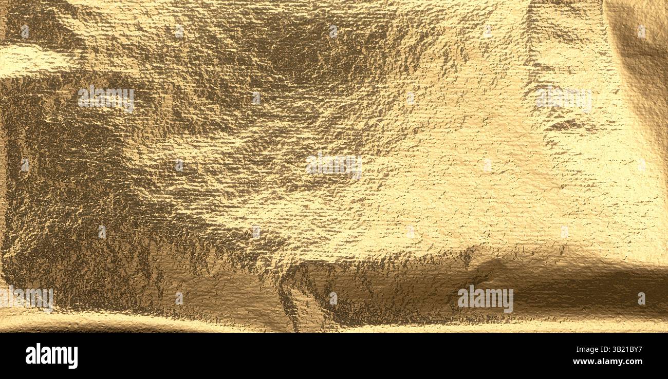 Un lussuoso sfondo in lamina dorata con una texture metallizzata e una finitura perlescente scintillante. Il motivo astratto e irregolare riflette la luce, perfec Foto Stock