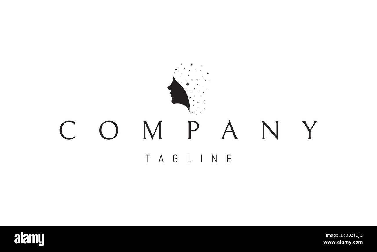 Logo vettoriale con un'immagine astratta di un volto composto da stelle. Illustrazione Vettoriale