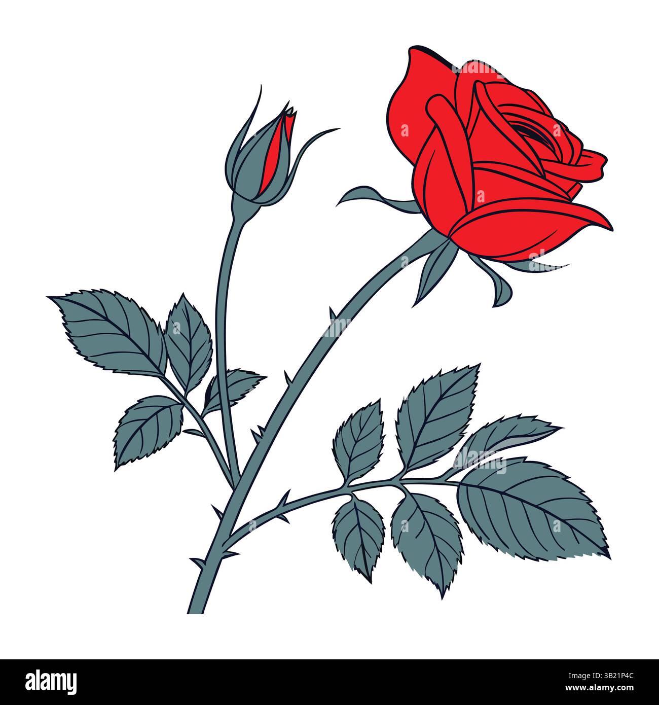Illustrazione vettoriale del fiore di rosa rosso Illustrazione Vettoriale