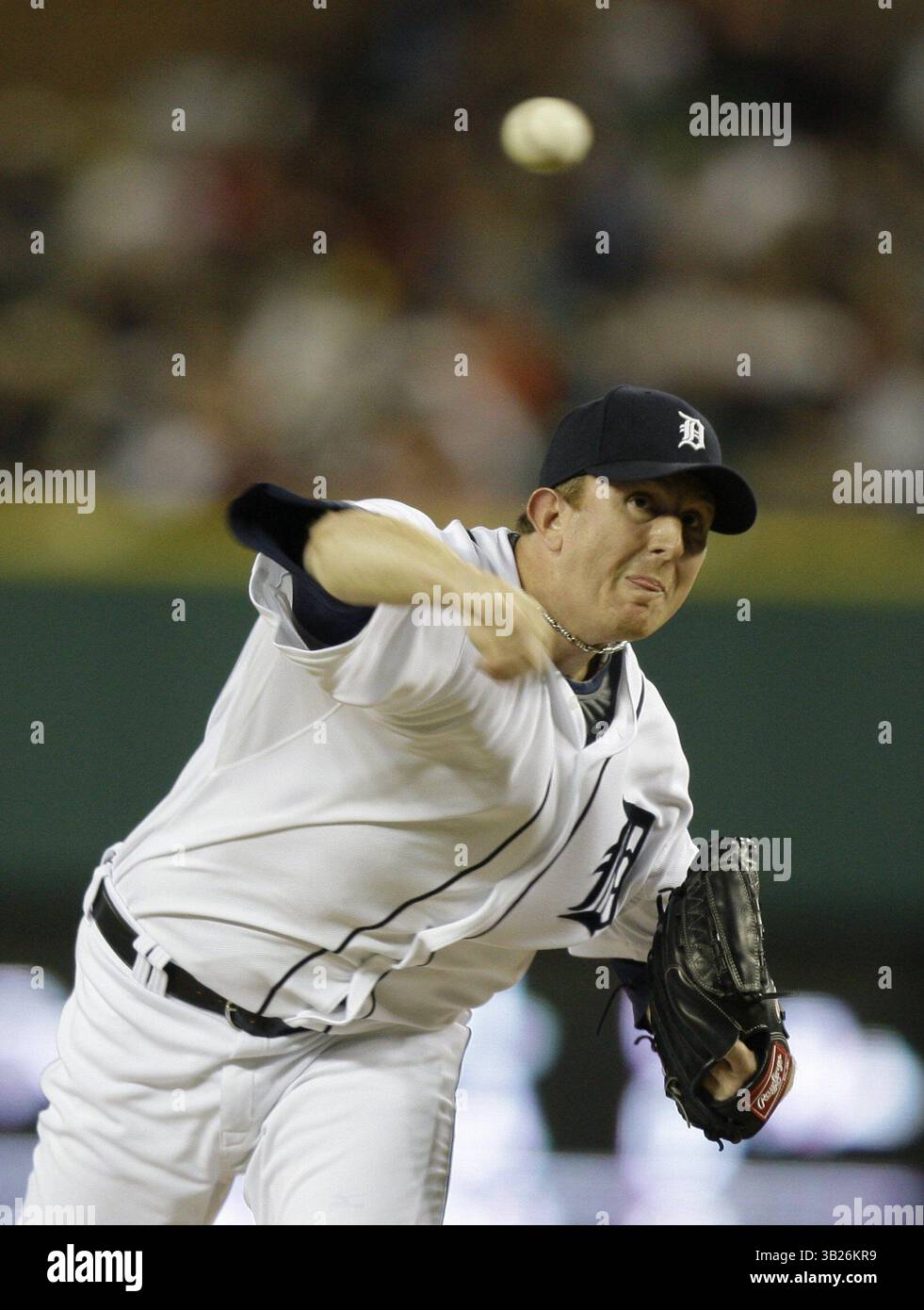 Il lanciatore dei Detroit Tigers Zach Miner, qui al sesto inning sostituì il lanciatore titolare Edwin Jackson per iniziare il sesto inning contro i Cleveland a Detroit, mi martedì 1 settembre 2009. I Tigers vinsero una vittoria per 8-5 con Jackson che ottenne la sua undicesima vittoria della stagione. JULIAN H. GONZALEZ/Detroit Free Press (immagine di credito: © Detroit Free Press/ZUMA Press) Foto Stock