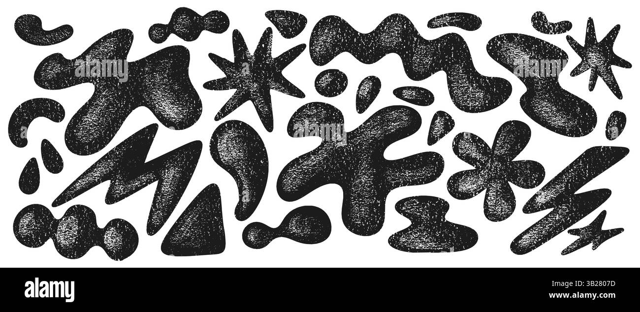 Set di forme organiche astratte e texture voluminose. effetto illustrazione 3d delle forme geometriche. Layout di progettazione elementi vettoriali disegnati a mano. Vettore Illustrazione Vettoriale