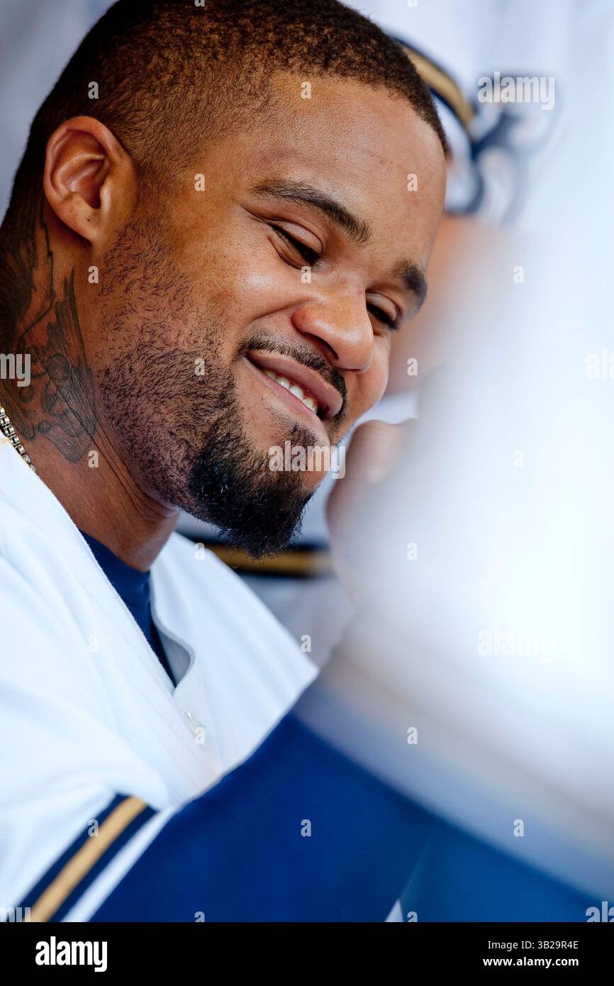 9 settembre 2009 - Milwaukee, WISCONSIN. Miller Park..Milwaukee Brewers Prince Fielder #28..Milwaukee Brewers ha perso contro i St Louis Cardinals 1-5, i Cardinals hanno spazzato i Brewers in una serie di 3 partite al Miller Park..Mike McGinnis / CSM (Credit Image: © Mike McGinnis/Cal Sport Media/ZUMA Press) Foto Stock