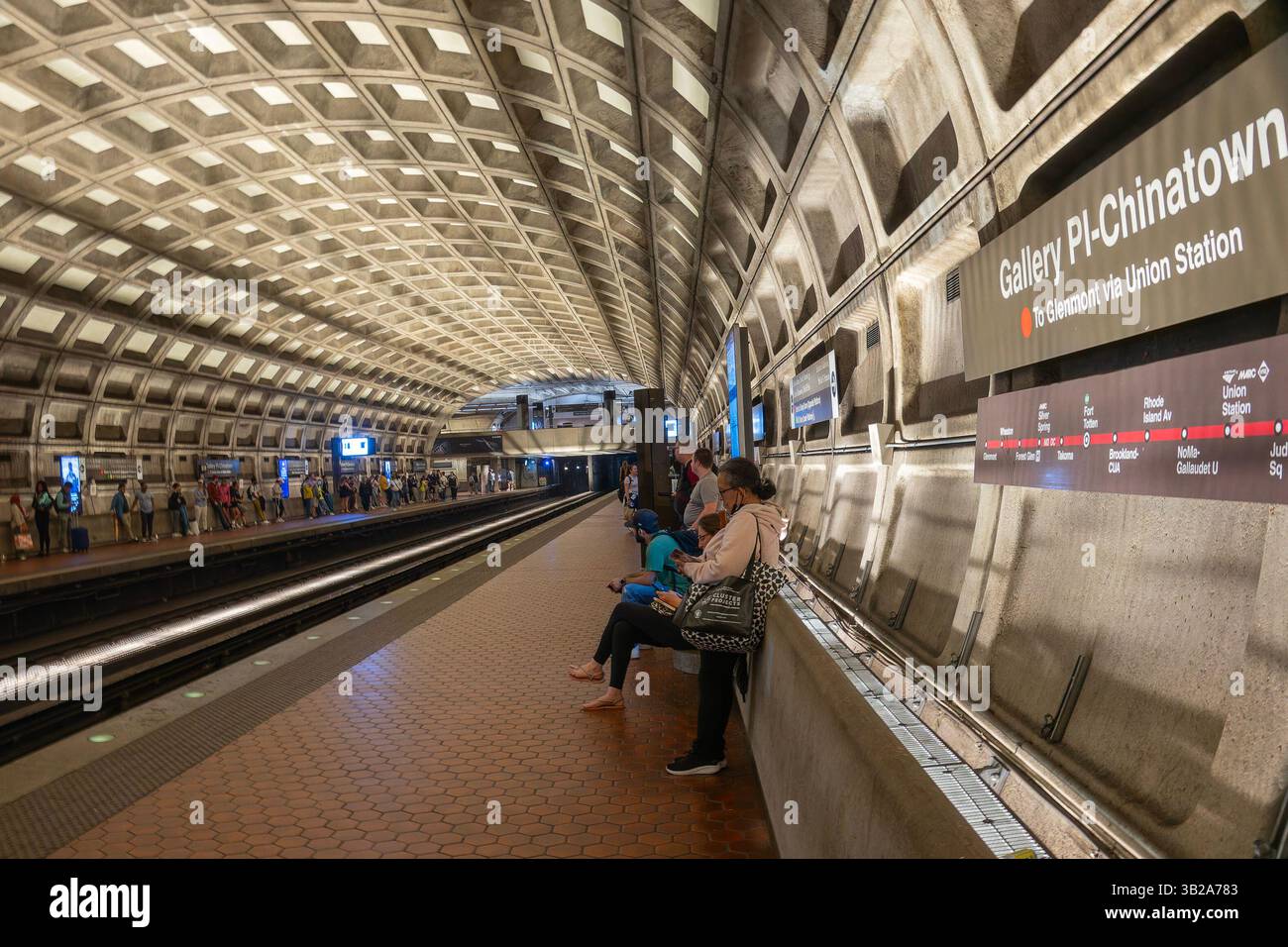 Stazione della metropolitana della linea REC a Washington DC. Foto Stock