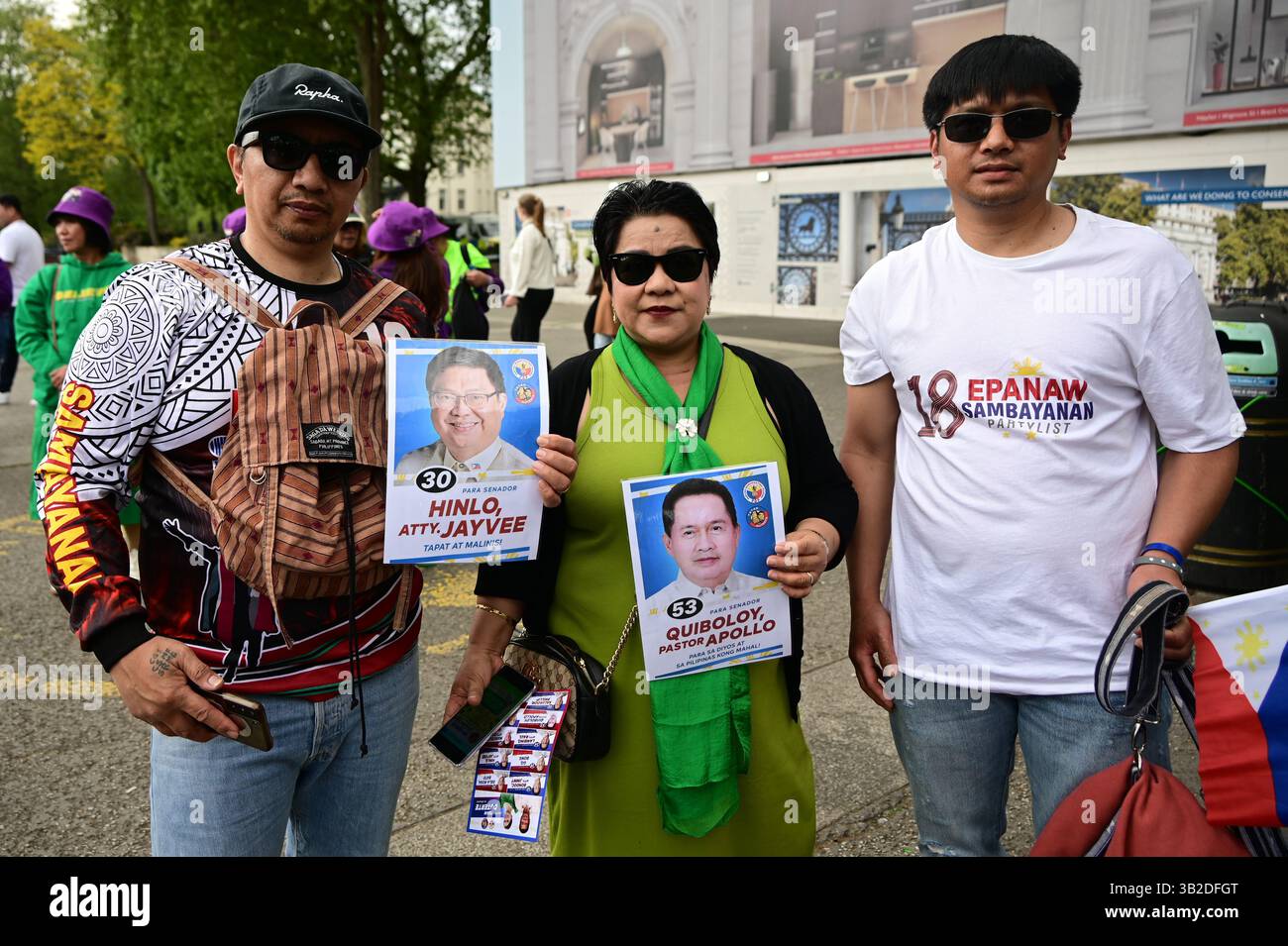 LONDRA, INGHILTERRA - APRILE 27 2025: Bong Go è stato supportato dal PDP Laban UK, e i filippini d'oltremare sono stati invitati a registrarsi online per il rally elettorale delle Filippine del 2025 a Marble Arch, Londra, Inghilterra. (Foto di 李世惠/SEE li/Picture Capital) credito: Vedi li/Picture Capital/Alamy Live News Foto Stock