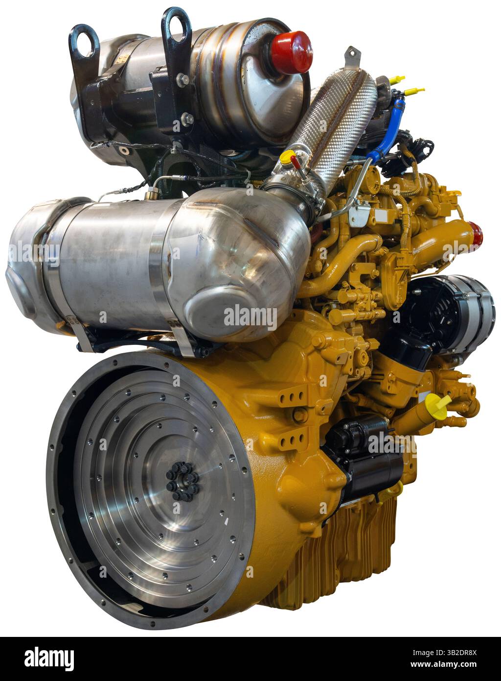 Motore diesel isolato con catalizzatore e filtro DPF. Motore per macchine industriali. Foto Stock