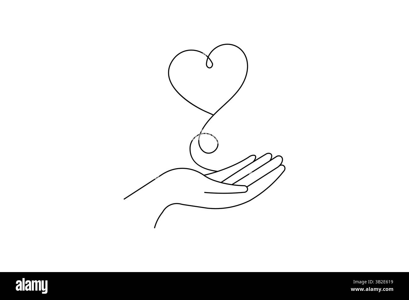 Disegno a linea continua di Love Heart – Vector Art minimalista Illustrazione Vettoriale