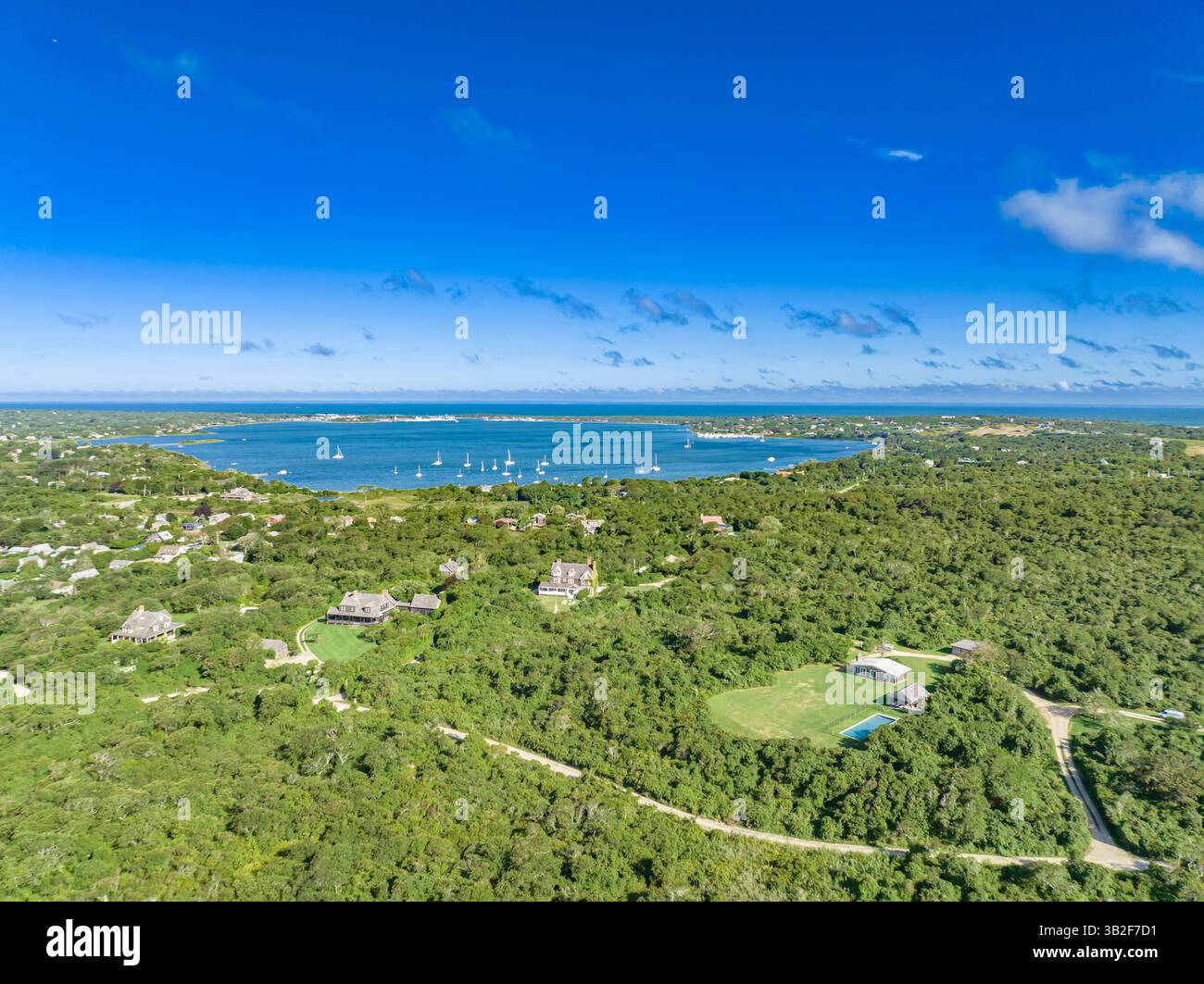 vista aerea del monaco e del lago montauk e delle sue vicinanze Foto Stock