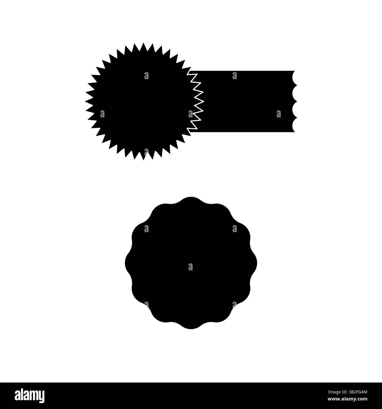 Badge con silhouette nera in varie forme, perfetti per design con certificati, riconoscimenti o emblemi. Illustrazione Vettoriale