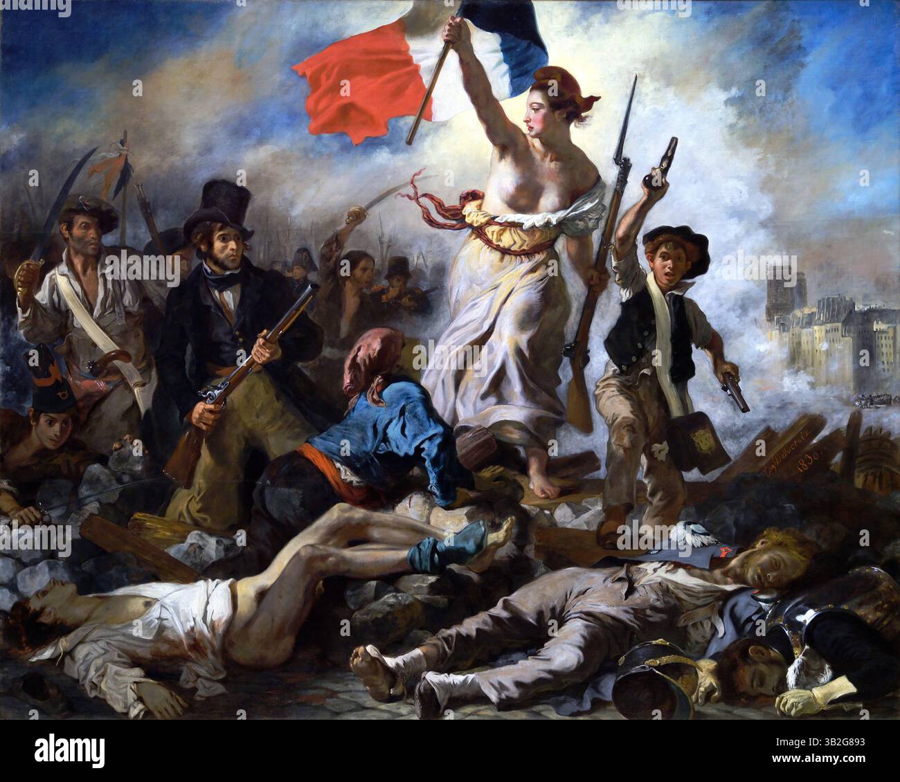 Liberty Leading the People (1830), dipinto di Eugène Delacroix Foto Stock