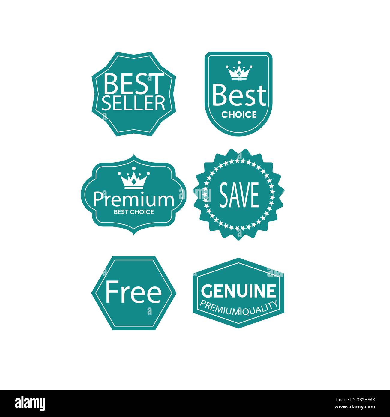 Raccolta di etichette e tag promozionali moderni in verde acqua per uso marketing Illustrazione Vettoriale