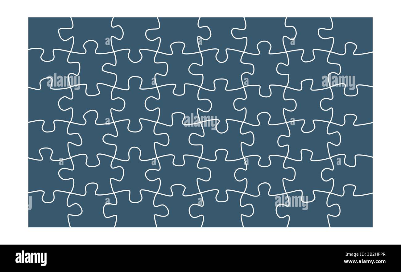 Pezzi del puzzle. Puzzle con 48 pezzi. Modello puzzle. Illustrazione Vettoriale