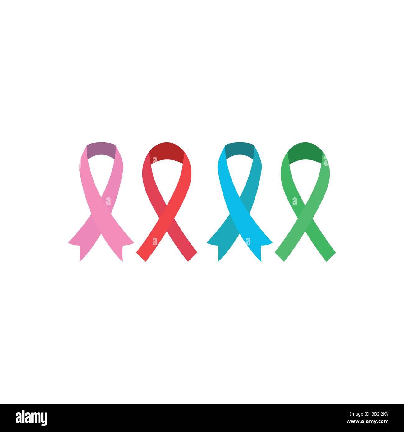 Quattro nastri di consapevolezza colorati che rappresentano cause e supporto sociale Illustrazione Vettoriale