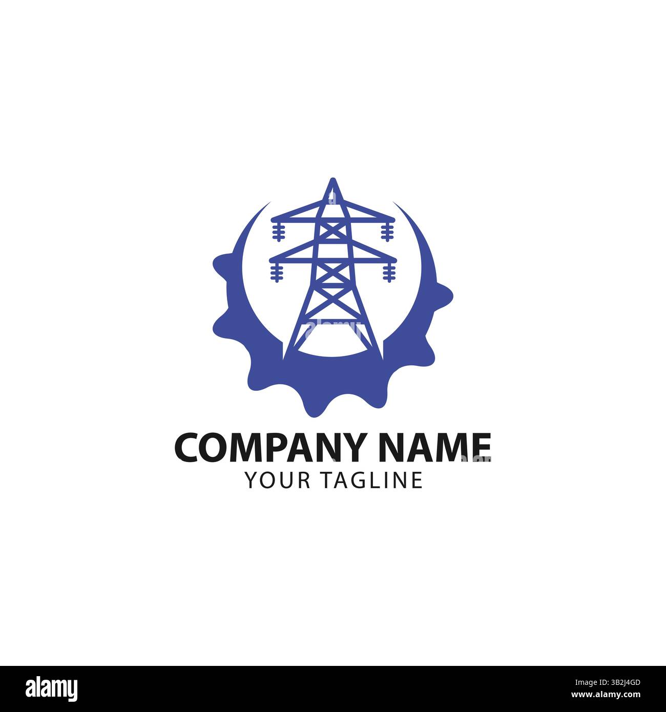 Icona linea di alimentazione a due colori. Simbolo della torre di alimentazione e del profilo bicolore del fulmine. Distribuzione di energia. Infrastrutture energetiche. EPS 10 Illustrazione Vettoriale