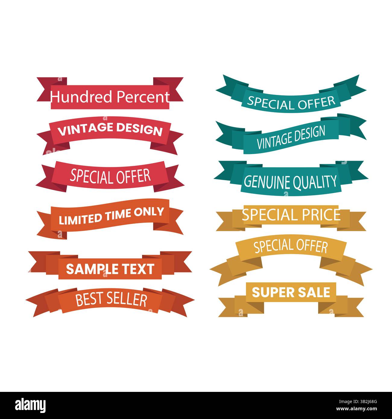 Set di banner decorativi colorati con vari messaggi promozionali Illustrazione Vettoriale