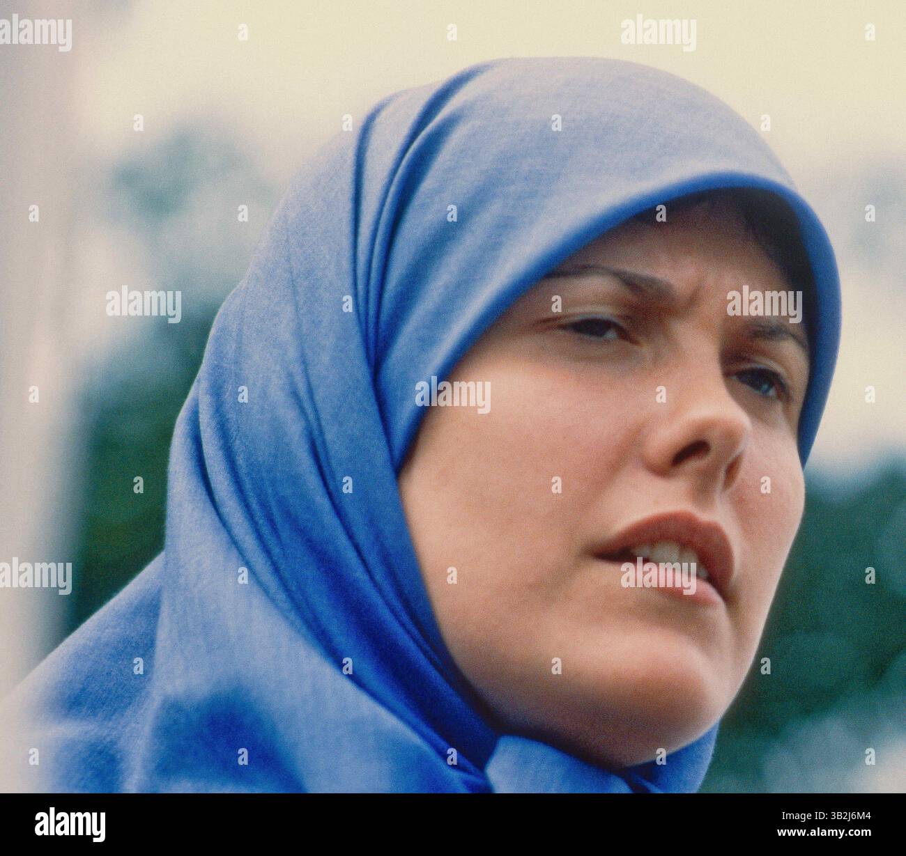 1 giugno 1984 - Washington, District of Columbia, U. S - dimostrazione della Moslem Iranian Students Society degli Stati Uniti e del Canada. I sostenitori dell'organizzazione Mojahedin del popolo iraniano mettono a repentaglio il regime Khomeini. (Immagine di credito: © Mark Reinstein via ZUMA Wire) Foto Stock
