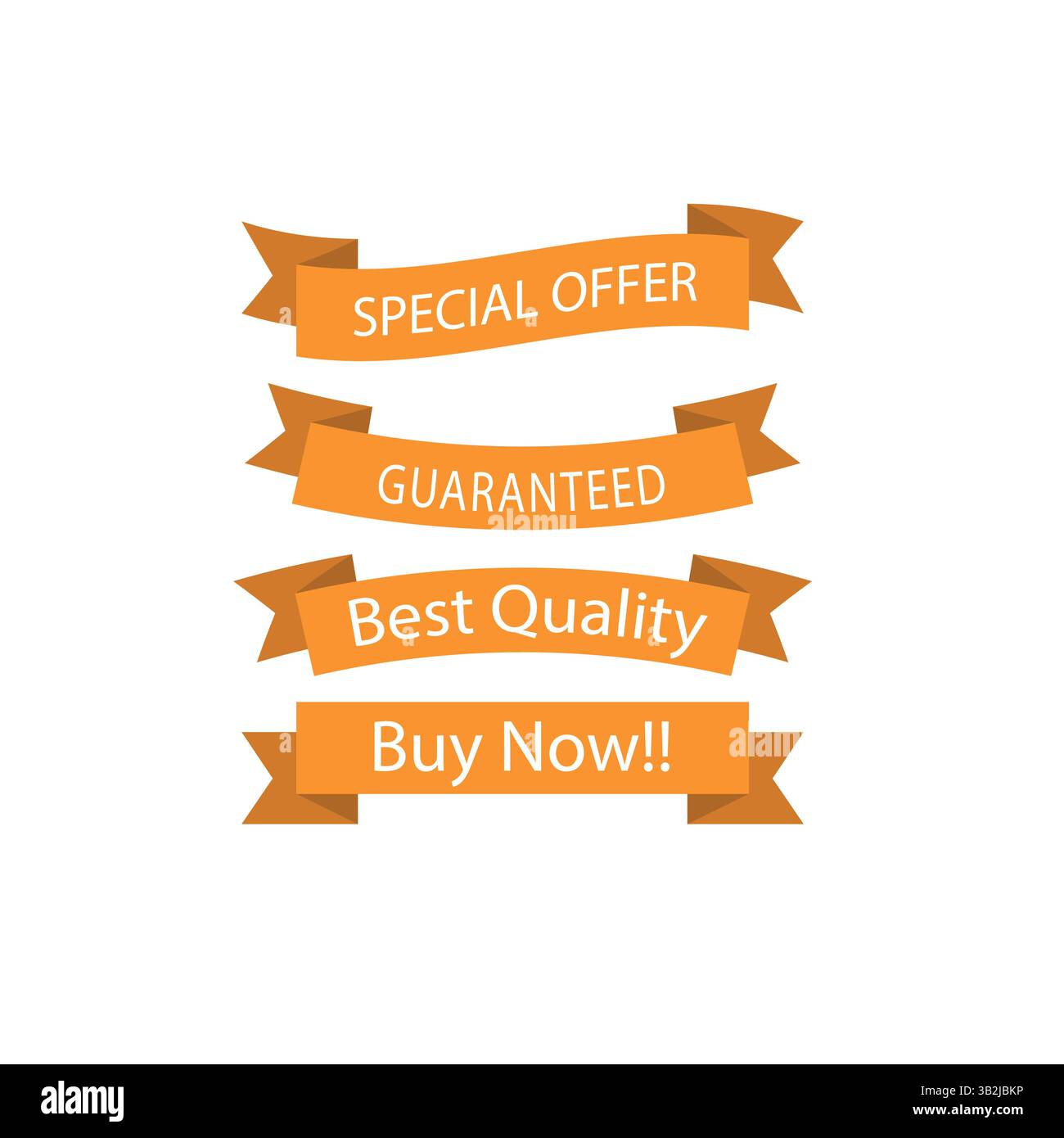 Banner arancioni con testi promozionali per offerte speciali e sconti Illustrazione Vettoriale