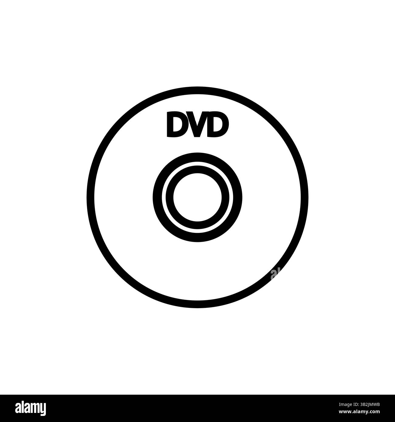 Icona del disco DVD. Simbolo memoria ottica. Forma rotonda nera. Illustrazione dei supporti digitali. Illustrazione Vettoriale