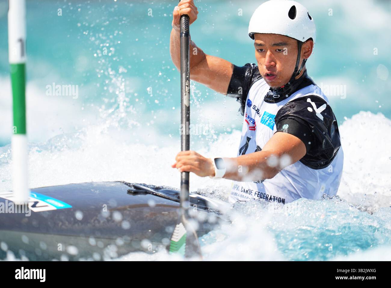 Centro Slalom canoe, Tokyo, Giappone. 27 aprile 2025. Daisuke Neshime, 27 APRILE 2025 - Canoe Slalom : 2025 Canoe Slalom Japan National candidate selection race Mens K-1 al Canoe Slalom Centre, Tokyo, Giappone. Crediti: AFLO SPORT/Alamy Live News Foto Stock