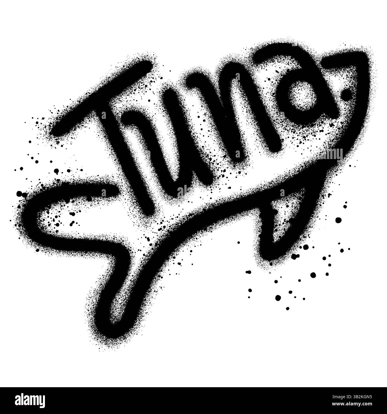 Tonno in stile graffiti urbani con vernice spray nera. illustrazione vettoriale. Illustrazione Vettoriale Tonno in stile graffiti urbani con vernice spray nera. illustrazione vettoriale. Illustrazione Vettoriale