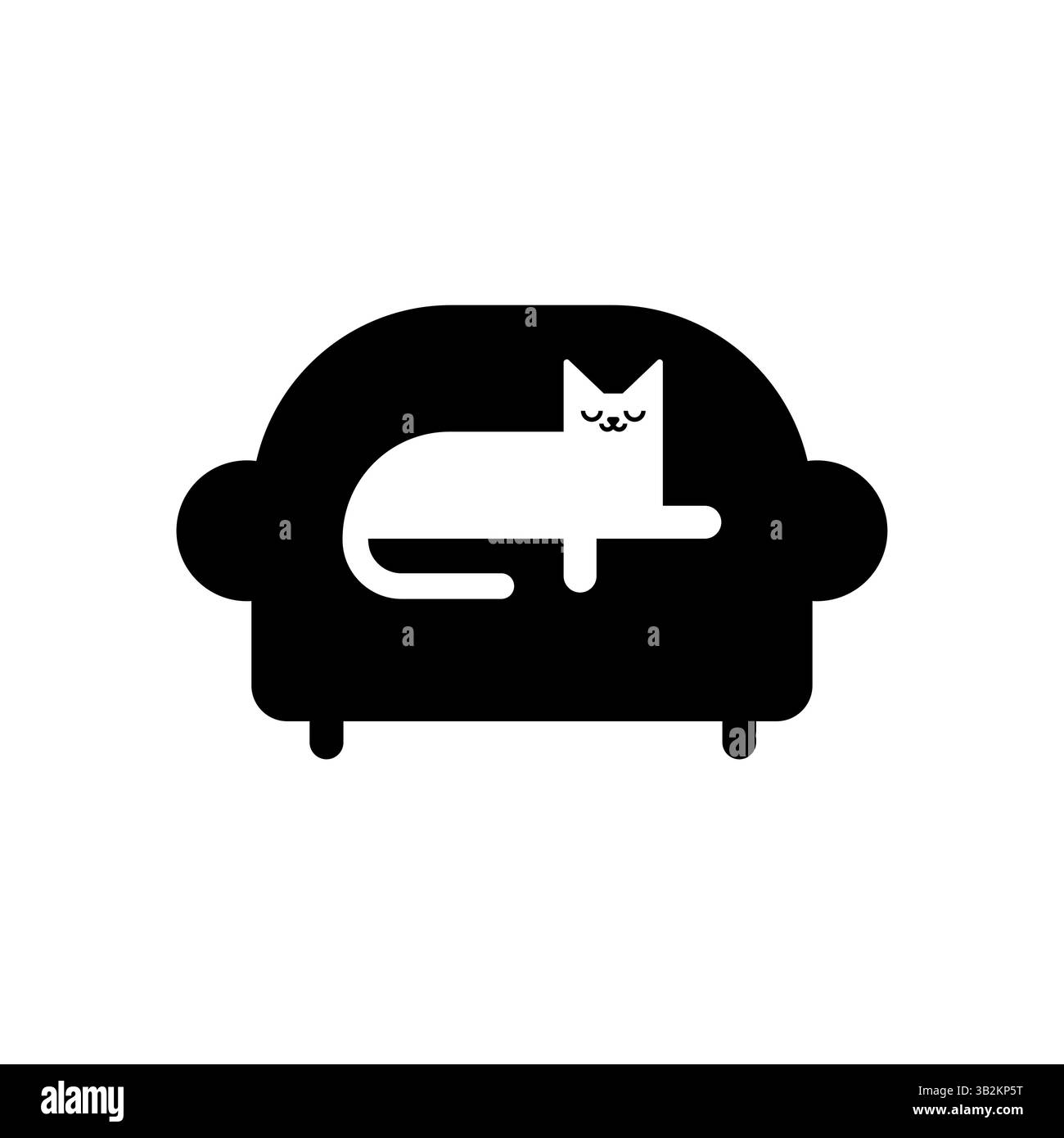 Cartello gatto sul divano. Icona PET sul lettino Illustrazione Vettoriale