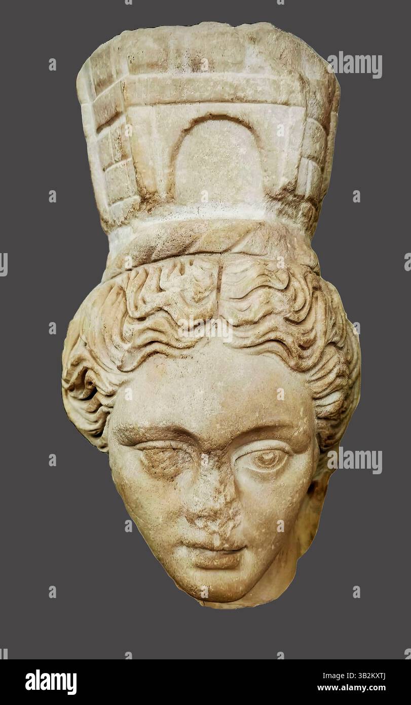 7637. Tyche figlia di Zeuss, dea mitologica, della fortuna, del caso e della prosperità. Trovato ad Aman, Giordania, epoca romana. Foto Stock