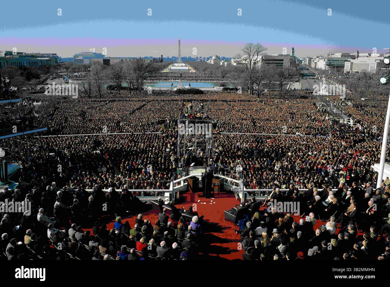 27 marzo 2014 - Washington, District of Columbia, Stati Uniti d'America - Washington DC. 1-20-1993.il presidente William Jefferson Clinton pronuncia il suo discorso di inaugurazione dal fronte occidentale del Campidoglio degli Stati Uniti. I membri della camera e del Senato e i loro coniugi, insieme all'ex presidente H.W. Bush e al vicepresidente Dan Quayle e i membri della Corte Suprema e diplomatici stranieri di alto livello, riempiono l'area dei posti a sedere dietro di lui. . Crediti: Mark Reinstein (immagine di credito: © Mark Reinstein tramite ZUMA Wire) Foto Stock